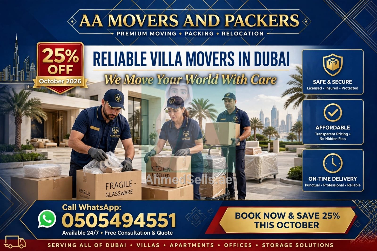AA Movers & Packers Dubai | Best Villa Movers in Dubai | Safe Fast Reliable